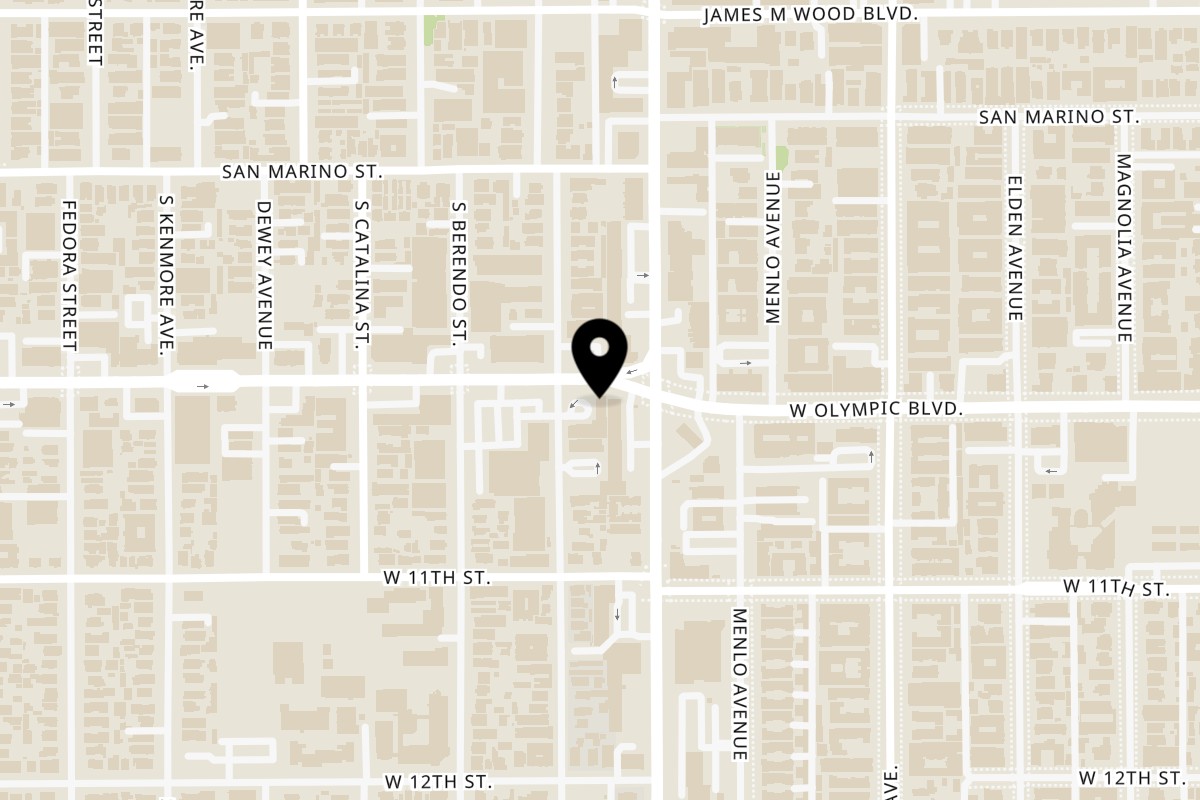 Map showing the location of Koi Kaze Ramen Bar on 2716 W Olympic Blvd Ste #101 in Los Angeles